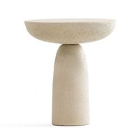 Design simple moderne décoration de la maison table basse en marbre travertin poli table ronde de style japonais naturel beige