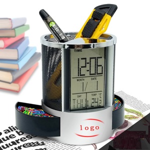 Màn Hình LCD Máy Tính Để Bàn Lịch Với Chủ Bút Đồng Hồ <span class=keywords><strong>Penholder</strong></span> Bảng Đồng Hồ Với Chủ Bút Ngày Valentine 2024 Quà Tặng - Product Image 2