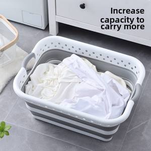 Panier à linge en plastique pliable et mural de grande taille Panier de nettoyage ménager pour le rangement des vêtements sales Panier de salle de bain - Product Image 2