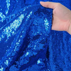 Bordir Mewah 3Mm Kain Glitter Biru Mewah untuk Pakaian Gaun Pengantin