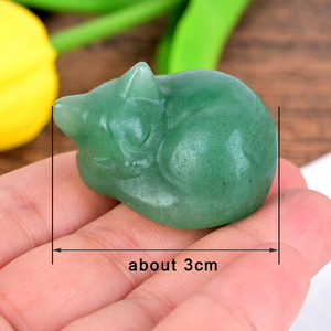 Hand Carved Natural Green Aventurine Sleeping Cat Figurine Polished Healing <b>Crystal</b> Kitten Statue <b>for</b> <b>Gift</b> - Product Image 4