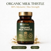 LuvVita Chardon-Marie 80% Silimarine Complément de Soutien Hépatique Extrait 30:1 Force Maximale Végétalien Sans OGM 120 Capsules ODM/OEM