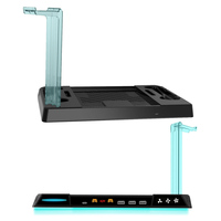 Hub USB multifonctionnel avec station de charge, ventilateur de refroidissement à 3 vitesses, lumière RGB, support pour casque, pour machine Steam, manette de jeu double