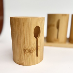 Boîte de rangement pour couverts en bambou, couteau, fourchette, cuillère, tube circulaire, porte-baguettes, vaisselle, boîte de rangement pour la <span class=keywords><strong>cuisine</strong></span>, séparateur de rangement - Product Image 2