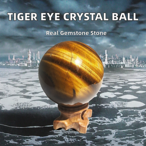 Natural Yellow Tiger Eye Gemstone Engraved Sphere Home Decoration Ball Halloween Christmas Gift Crystal Ball - Product Image 2