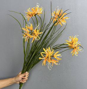 بيع بالجملة زنبق عنكبوت حرير صناعي أبيض بأوراق شجر - Product Image 3