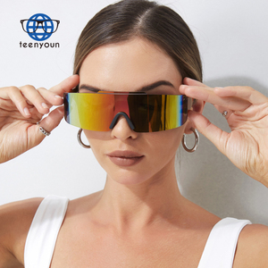 Teenyoun Y2K Rimless Futuristic Glasses Punk One Piece Sports Shades <strong>Wrap</strong> <strong>Around</strong> <strong>Sunglasses</strong> <strong>Women</strong> Mirror Sun Glasses Men Uv400 - Product Image 2