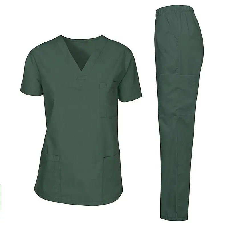 بيجامة بيضاء للجراحين زي ممرضة طبيب زي موحد زي ممرضة ملابس طبية بشعار