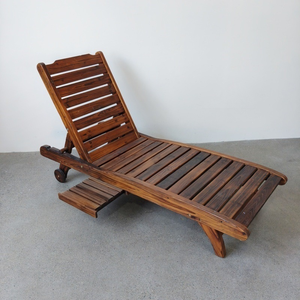 DISHI <span class=keywords><strong>Chaise</strong></span> <span class=keywords><strong>longue</strong></span> de jardin en bois massif brun foncé, style américain et européen du milieu du siècle, pour extérieur, plage, pliable - Product Image 3