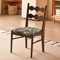 Elegante Silla de Comedor Moderna de Madera con Asiento Acolchado Estampado, Respaldo en Forma de Ola, Función Reclinable, Ecológica y Duradera para Dormitorio