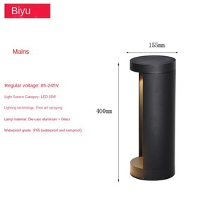 Luces de césped con energía solar LED 15W IP65 impermeable aluminio cilíndrico negro al aire libre jardín acento camino iluminación - Product Image 2