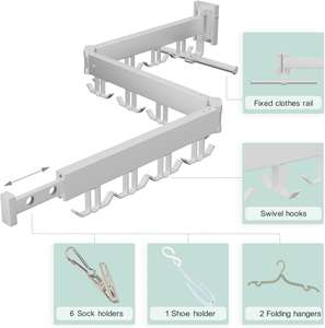 Séchoir à linge mural pliable 3 voies extensible pour la lessive et la salle de bain, gain de place, vente en gros - Product Image 3
