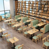 Combinaison de sièges de style moderne pour restaurant, hôtel, café, restauration rapide, table à manger et chaises en bois massif avec carte de canapé