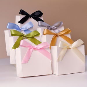Manufacturer Wholesale Eco-friendly Ivory Board Luxury Rectangle <b>Gift</b> Paper <b>Bag</b> with Ribbon Handle for Birthday <b>Parties</b> - Product Image 1