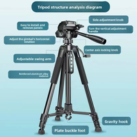 Trépied universel pour diffusion en direct avec anneau lumineux LED, support multi-téléphones et appareil photo reflex numérique pour l'enregistrement vidéo, trépied pour vlog et photographie