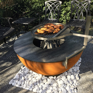 Barbecue de camping en acier Corten, grand barbecue au charbon de bois - Product Image 6