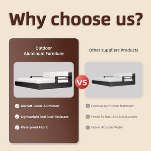 سرير أريكة خارجي بإطار ألومنيوم، قماش مقاوم للعوامل الجوية، وسائد قابلة للفصل، مناسب للحدائق والتخييم وبيوت الضيافة والشرفات - Product Image 3