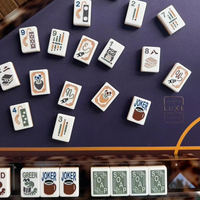 Jeu de Mahjong américain avec tuiles en acrylique à motifs de dessins animés, dos en écaille de tortue, jeu de table complet pour les fêtes et les cadeaux
