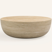 Table basse ronde en marbre travertin naturel de luxe Kumusi, mobilier moderne pour la maison, table centrale