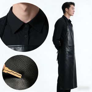 Leather Apron Waterproof Oil Resistant Solid Color Work Suit For Home Catering Slaughtering Adults - Product Image 3