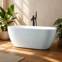 Baignoire autoportante rectangulaire moderne en acrylique, certifiée CUPC, écologique, 1,5 m, sans jets de massage