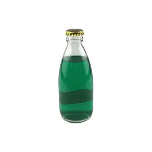 Garrafa de vidro de suco de refrigerante, garrafa de vidro com tampa de coroa, 200ml