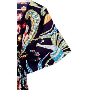 Kaftan pour femmes en coton 100% fait main, imprimé floral, col en V, manches longues, coupe ample, écologique, pour l'été et les occasions décontractées - Product Image 2