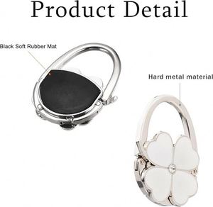 Four <b>Leaf</b> Clover Foldable Handbag Hanger Starry Shiny Pattern Purse Hook Holder Velvet Pouch Hanger for Wedding Birthday - Product Image 3