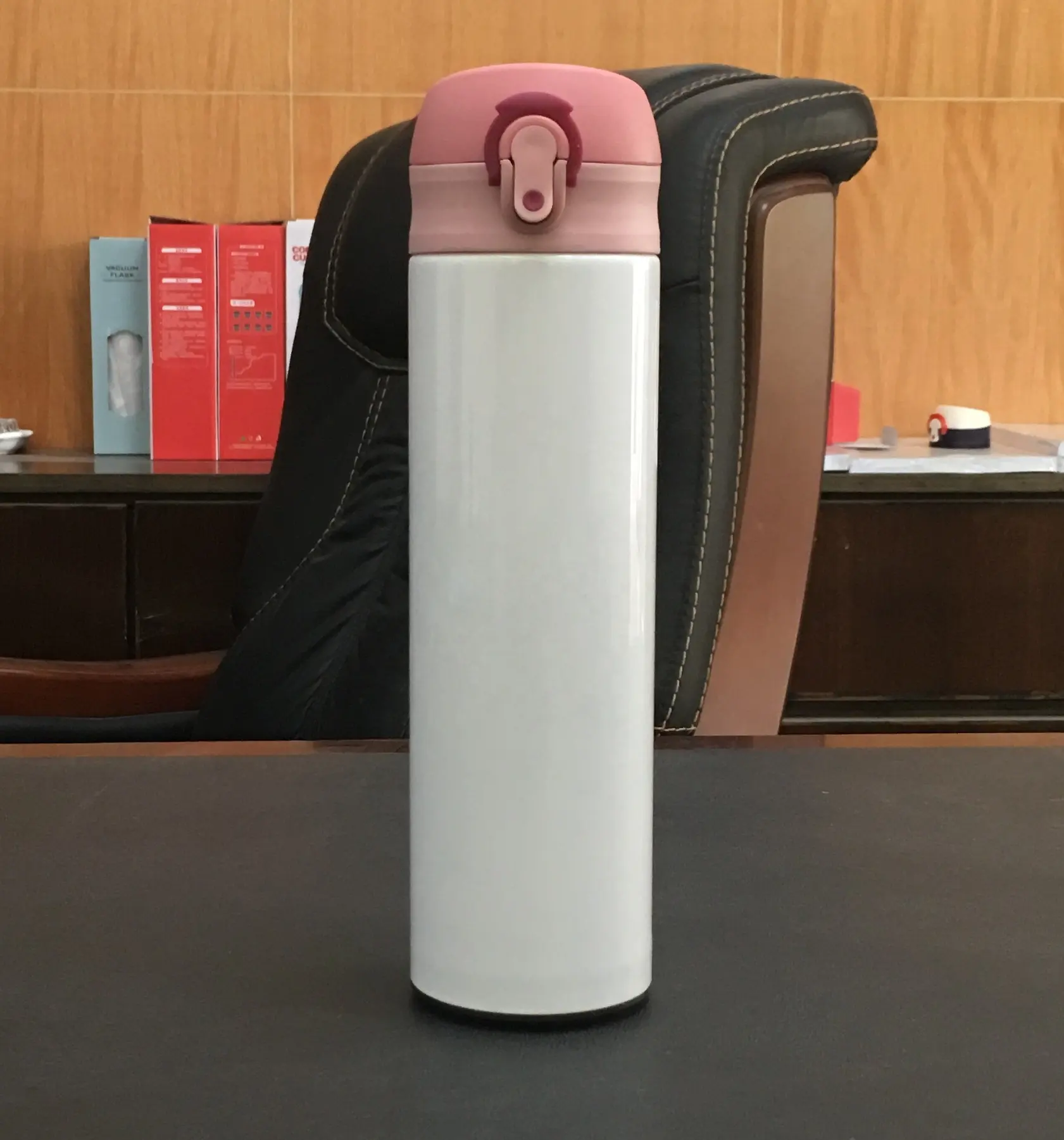 Boccette all'aperto di thermos dell'acciaio inossidabile che rimbalza coperchio vuoto isolato tazza di tè di viaggio 350ml 500ml sublimazione in bianco bottiglia di acqua