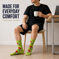 Chaussettes de sport personnalisées OEM pour adultes, chaussettes d'automne à col ras du cou - Polyester/Nylon/Coton/Bambou/Laine, sans couture, respirantes, séchage rapide, impression numérique