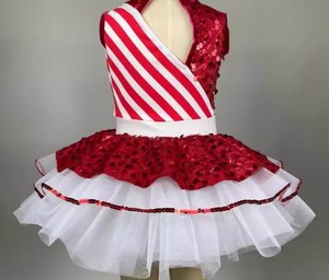 Body da Danza in Spandex per Adulti e Bambini, Costume da Ballo <span class=keywords><strong>Latino</strong></span> Rosso con Paillettes, Tutù per Spettacoli e Performance di Jazz - Product Image 4