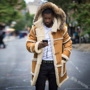 Vestes pour hommes grandes tailles, vestes pour jeunes hommes, couleur unie, coupe ajustée, col à revers, <span class=keywords><strong>capuche</strong></span>, <span class=keywords><strong>manteau</strong></span> d'<span class=keywords><strong>hiver</strong></span> décontracté - Product Image 5