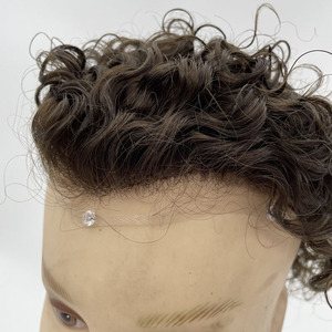 Hollywood <b>Mens</b> Bleached Knots Natural Wave Human Hair <b>Wigs</b> Male Toupee Piece Hair System Hair for Best Price Good Quality#2 - Product Image 1