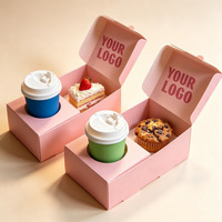 Boîte à biscuits personnalisée de qualité alimentaire avec tasse à café, boîte à gâteaux rectangulaire pliable biodégradable pour emporter des desserts