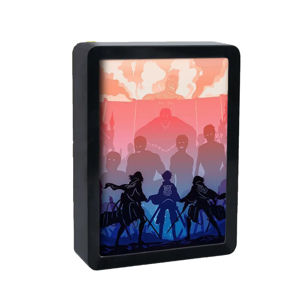 Custom Plastic Picture Frame Shadow Box Attack On Titan 3D Night Lamp LED Light Home Decor Lights Gifts 2023 Ideas