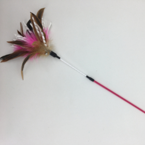 Nieuwe Dubbele Belletjes Katten Speelgoed met Kleurrijke Zachte Kalkoenveren en Draad Bomb PVC en Metaal Interactieve Plager met Paal - Product Image 1