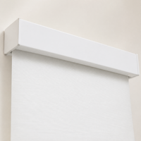 Stores enrouleurs sans fil semi-occultants en tissu blanc pour salle à manger, sur mesure, avec rail cassette intégré