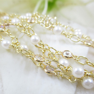 Vitiana — chaîne de cristal remplie d'or 24k, chaîne en laiton de haute qualité, avec pierres cz et perles de 2.5mm, 3.7x3.3mm - Product Image 4