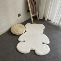 Tapis en fausse fourrure de lapin Teddy Bear - Doux, réversible, lavable, antidérapant pour salon et chambre à coucher