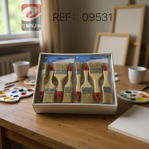 Set di pennelli da pittura 12 pezzi con manico in legno e punta rossa per dipingere e decorare - Product Image 2