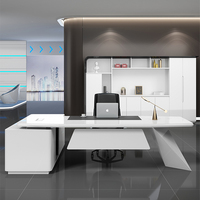 Ensemble de bureau de direction modulaire en L moderne avec chaise, plateau supérieur en bois, tiroirs de rangement, usage commercial, construction en MDF durable
