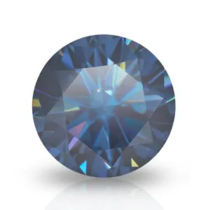 GIGAJEWE – pierre synthétique de couleur bleu foncé, coupe manuelle, Moissanite, coupe ronde pour la fabrication de bijoux