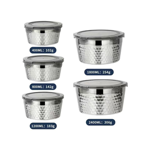 Fiambrera de forma redonda de acero inoxidable 304 a prueba de fugas, caja Bento, contenedor hermético de almacenamiento de alimentos con tapa de PP, caja para exteriores - Product Image 2