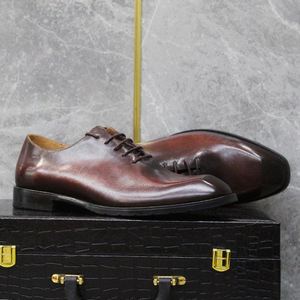 Chaussures habillées pour hommes à lacets avant, bout carré, rehaussantes, en cuir de vachette, pour l'automne, prix d'usine - Product Image 3