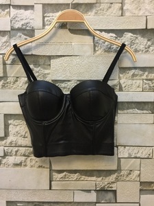 Top bustier court en PU ajustable avec armatures, sexy et tendance pour femmes et jeunes filles - Product Image 3