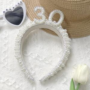 ที่คาดผมงานแต่งงานประดับมุกและคริสตัล มงกุฎเจ้าสาวแบบทางเลือกสำหรับงานฉลองครบรอบ ของขวัญสำหรับถ่ายรูป - Product Image 1