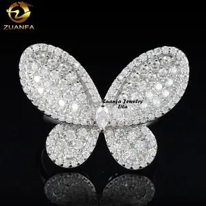 Pass Diamond Tester Personalized Butterfly S925 Silver Women Moissanite Jewelry Ring