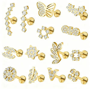 Gaby Prêt à expédier Bijou de corps <span class=keywords><strong>en</strong></span> acier inoxydable 316L plaqué or PVD, Labret, <span class=keywords><strong>Piercing</strong></span> d'oreille, Zircon, Helix, Cartilage - Product Image 5