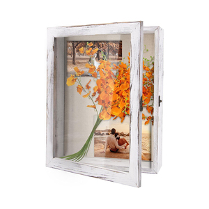 Boîte de rangement à bijoux en bois massif, avec couvercle supérieur en verre et en velours à l'intérieur - Product Image 1