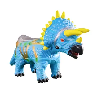 Set dinosaurus elektrik 30 inci vinil Triceratops figur dinosaurus realistis mainan dinosaurus plastik lunak untuk anak-anak